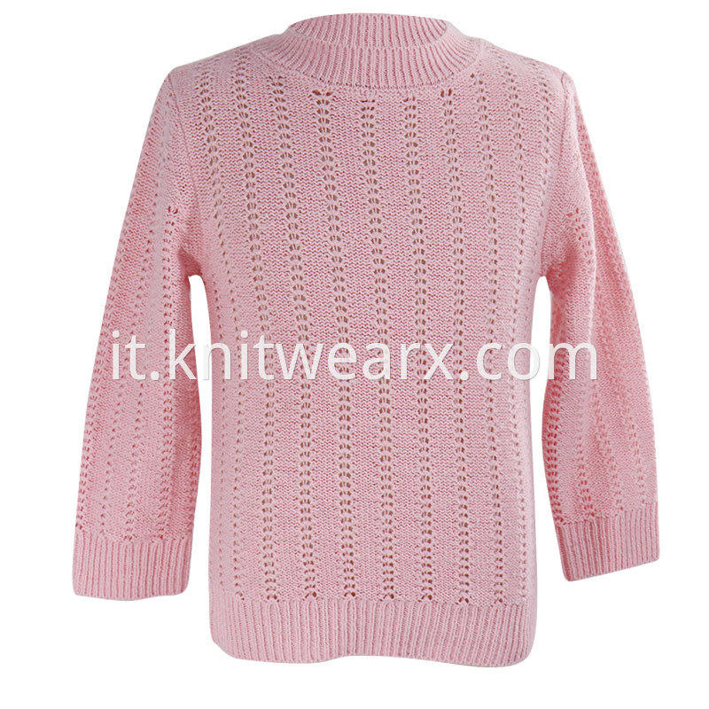 Girl's Knitted Smart Mockneck Pullover Hollow Out Casual Sweater